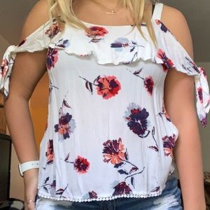 Maurice’s Floral off Cold Shoulder Top